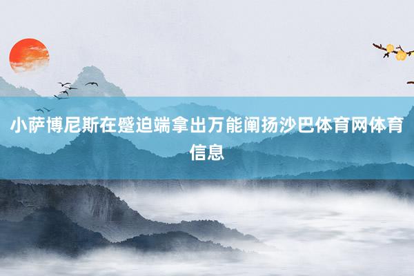 小萨博尼斯在蹙迫端拿出万能阐扬沙巴体育网体育信息