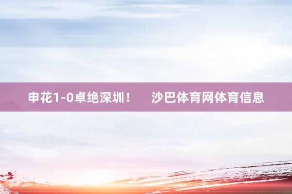 申花1-0卓绝深圳！    沙巴体育网体育信息