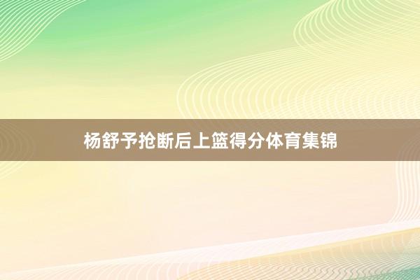 杨舒予抢断后上篮得分体育集锦