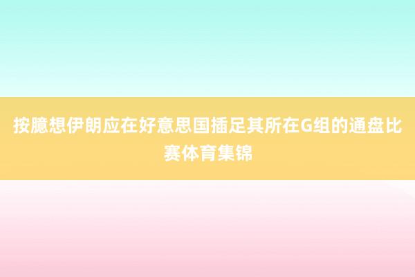 按臆想伊朗应在好意思国插足其所在G组的通盘比赛体育集锦